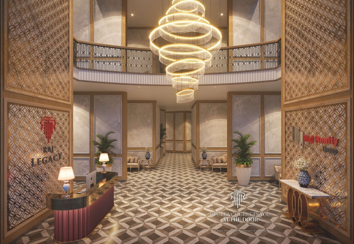 Grand entrance and under-building area of premium residential towers – RAJ LEGACY SATYAM MIRA ROAD EAST . NEAR SAI KARISHMA COMPLEX . KANAKIA . RAJ REALTORS RAJ LEGACY 1 . SATYAM A . SATYAM B . MIRA ROAD EAST